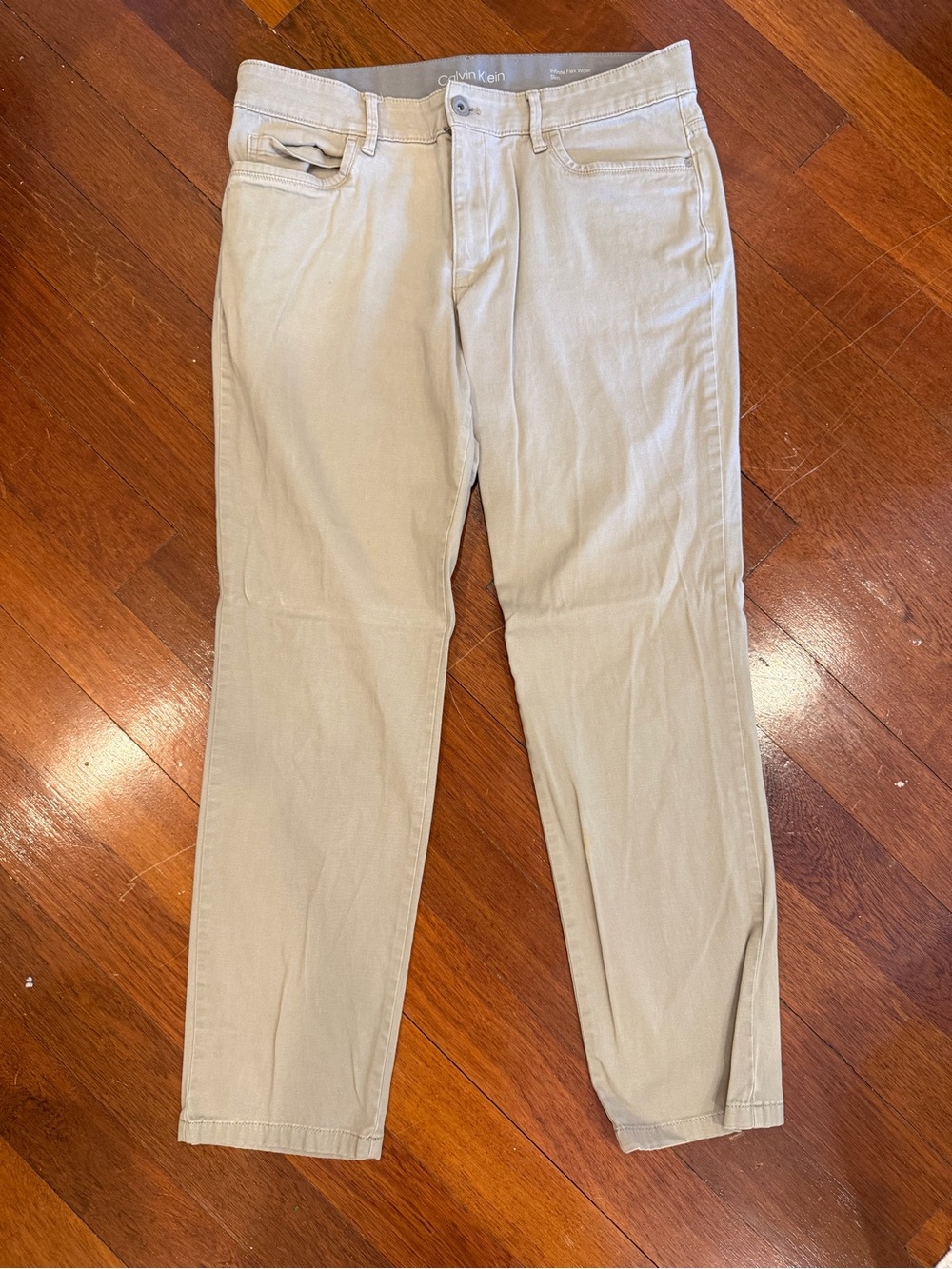 Calvin Klein Men's Khaki Chino Pants in Light Beige